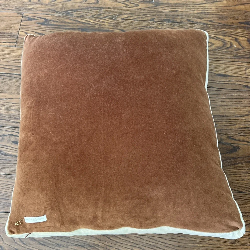 magaschoni brown tan trim pillow velvet 20
